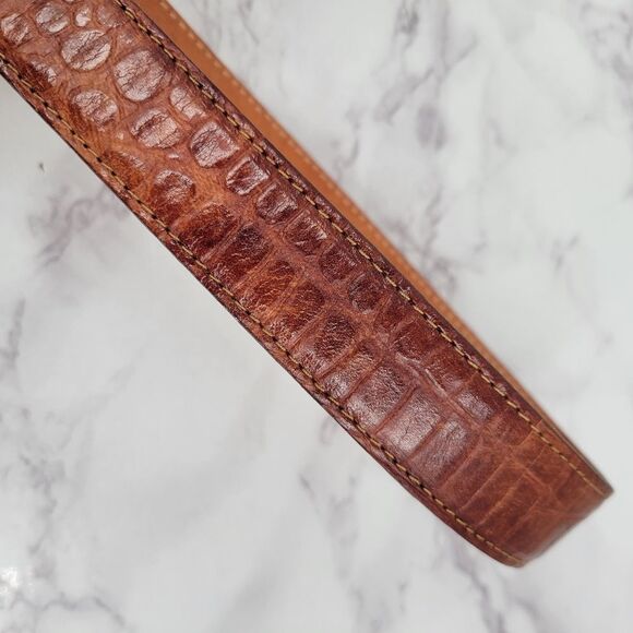 Gap Rich Orangey Brown Leather Belt With Gold Toned Buckle Women's Medium - Picture 5 of 7